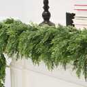 2PCS 9FT Christmas Cedar Garland Artificial Realistic Green Faux Real Touch Winter Pine Garland for Mantle Fireplace Wall Table Indoor Outdoor Decoration