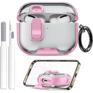 for AirPods Pro 3 Case (2025) with Phone Stand & Cleaner Kit, Cute Soft Silicone Cover for AirPods Pro 3rd Genera case with Keychain for Women Men with Keychain for Airpod Pro case(2025) Pink