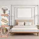 Canopy Bed Frame King Size, Stainless Steel Metal Bed Post Poles, Heavy Duty 4 Poster Floor Bedframe, Freestanding Easy Assemble, 78"W x 78"L