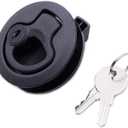 Slam Latch Hatch Round Pull Latch (OWACH AL-958-3L) for Boat Deck RV Cabinet Door Drawers Replace Southco M1 Push-to-Close (Black, 1/2" Door, with Lock)