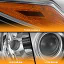 WEELMOTO Headlights for 2015-2017 Toyota Camry Models Only [4-Door Sedan], Factory Headlight Models Only Chrome Housing Amber Reflector Left+Right