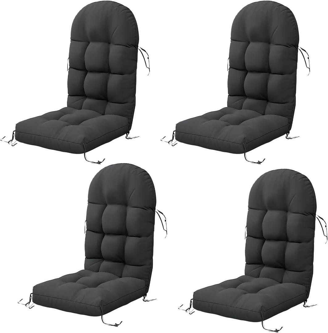 Sannwsg Adirondack Chair Cushion Set of 4, Rocking Chair Cushions, High Back Patio Cushions, Thickened Weather Resistant Patio Cushion with 6 Ties, Non Slip Fade & Waterproof