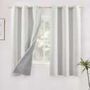 YoungsTex Ivory Linen Blackout Curtains 40 Inches Long, Short Thermal Insulated Drapes with Grommet Darkening Privacy for Bathroom Bedroom Window, 2 Panels, 42 X 40 Inch
