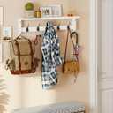 AMBIRD Coat Rack Wall Mount with Shelf, 28.9 Inches Coat Hooks Wall Mounted with 5 Hooks, Hat Wall Hooks for Hanging in Entryway, Living Room, Bathroom, Bedroom (White, 28.9 * 4.5 inches)