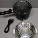 Topwit Hot Pot Electric with Steamer, 1.5L Ramen Cooker, Non-Stick Saut Pan, Portable Cooking Pot, Electric Cooker with Dual Power Control, BPA Free, Over-Heating & Boil Dry Protection, Black (1.6 Quarts)