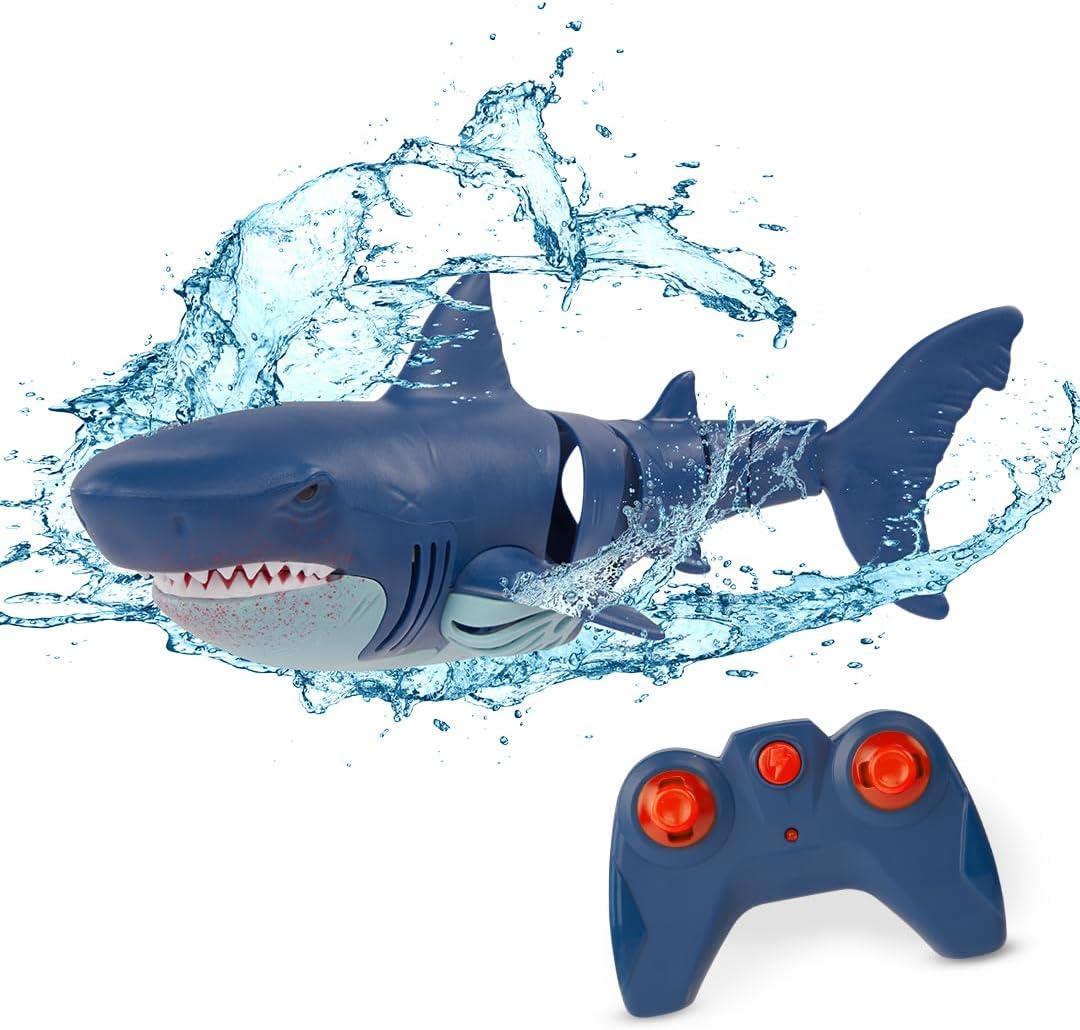 Terra by Battat  Remote Control Shark Toy for Bath & Pool Play  Electronic Great White Shark with Realistic Movement  Water Fun for Kids 6+ Years