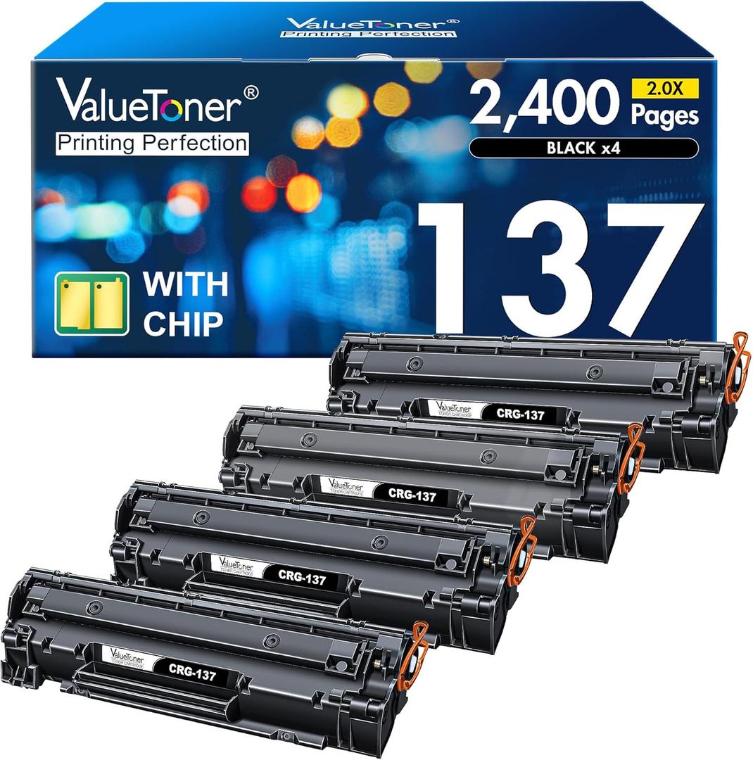 Valuetoner Compatible Toner Cartridge Replacement for Canon 137 Black Toner Cartridge 9435B001AA for Image Class D570 MF242dw MF244W MF247dw MF249dw MF236n MF232w LBP151dw MF227dw MF210 (Black, 4-Pack)