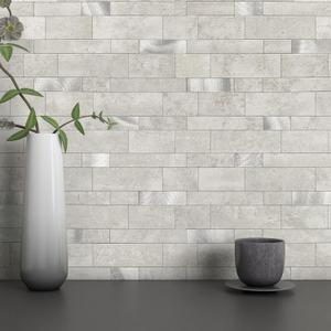 Backsplash Tile for Kitchen Peel and Stick Stone Matte Finish, Bathroom Tiles Stickers 3D Wall Panel Linear Mosaic Marble Backsplash Waterproof (5sheets,Cement Grey)