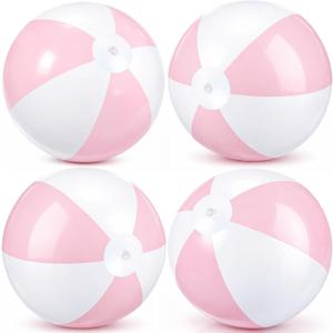 MiniInflat 4 Pcs 16 Inch Inflatable Beach Balls Bulk Large Pastel Inflatable Decorated Ball Party Ornaments for Summer Swimming Pool Party Birthday Favors