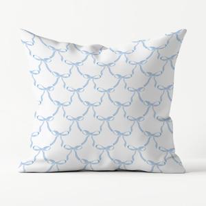 Blue Bow Throw Pillow Covers 18x18, Coquette Pillow Covers, Blue Bow Room Decor, Coquette Room Decor, Preppy Dorm Room Decor, Coquette Decor Gifts for Women,Blue 1