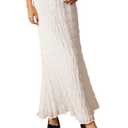 Verdusa Women's Maxi Skirt Shirred Ruffle Textured Pencil Skirt Boho Maxi Long Skirts Going Out, Small