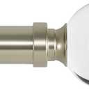 Ivilon Drapery Treatment Window Curtain Rod - Acrylic Ball 1 inch Pole. 48 to 86 Inch. Satin Nickel