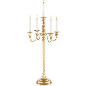 Gold 5 Arm Floor Candelabra - 28" Metal Spiral Candle Holder, Antique Candle Opera Centerpiece Stand for Events, Ceremony Aisle Reception