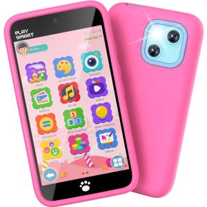 MOMILLA Kids Toys Smart Phone with Dual Camera, 3.97" Touchscreen, 200+ Educational Games, Learning Toys with Parental Control for Ages 3-8, Gifts for Kids Christmas (Light Pink)