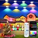 Smart Permanent Outdoor Lights for House, 150ft with 72 RGB+IC Permanent Outdoor Lights, P67 Waterproof with DIY Scene for Halloween Christmas Decor, Remote Control, Work with Alexa, Google Assistant
