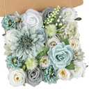 AmyHomie Teal Blue Artificial Flowers Combo Silk Mix Peony Rose Fake Flowers w/Stem for DIY Wedding Bouquets Centerpieces Arrangements Table Fall Decor Party Bridal Baby Shower Home Decorations