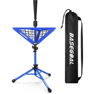 Baseball Softball Tee, Portable Batting Tee, Tripod Stand Rubber Tee for Hitting Training Practice with Removable Baseball Ball Caddy