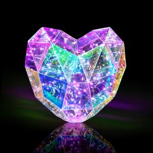 Prismatic Rainbow Heart Shaped Party Lights for Graduation, Christmas and Valentine's Day Celebrations - Decorative Night Lights to Teen Valentines Gifts (Love)