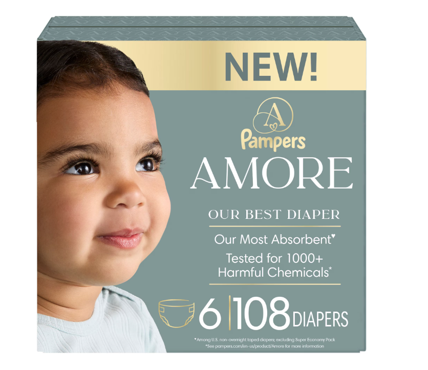 Pampers AMORE, Size 6, Our Best Diaper, 1 Pack (Count of 108)