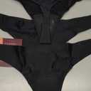 Seamless Thong Period Underwear for Women Teens Light Flow Moisture Wicking Side Leak Prevention Panties 3 Pack (Medium, Black)