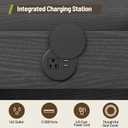 Washer and Dryer Countertop with Charging Station, 2-Titer Large Laundry Countertop with Hooks and Non-Slip Pads, Wooden Dryer Cover with Shelf for Laundry Room Organization, Black
