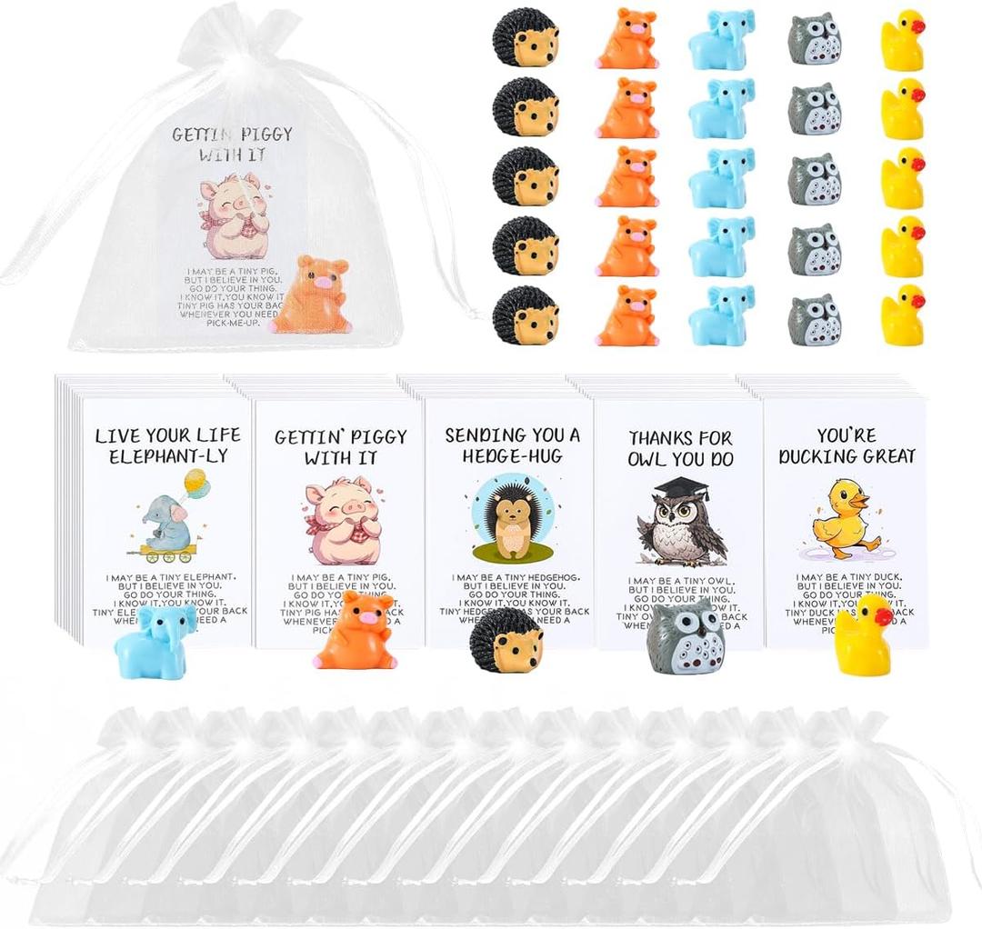 2 x BHHQHH 60 Sets Inspirational Animal Pun Note Cards,Employee Appreciation Gifts Bulk for Coworkers Thank You Staff Gift,Funny Resin Animal Greeting Note Cards for Office Pocket Favor