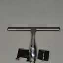 All-Purpose Stainless Steel Shower Squeegee for Shower Glass Door with 2 Adhesive Hooks, Bathroom Cleaner Tool Household Window Mirror Squeegee , Cleaning Tile Wall, Car, 10 Inch Silver