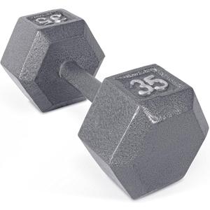 CAP Barbell Cast Iron Hex Dumbbell | Multiple Options (35 lb, Gray, Single)