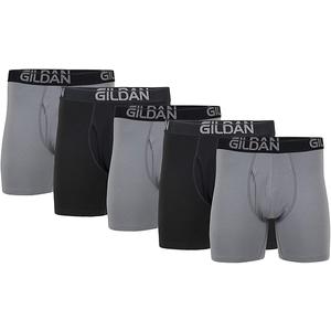 Gildan Men's Underwear Cotton Stretch Boxer Briefs, Multipack, 5 pcs, Black and Grey, Size 2XL