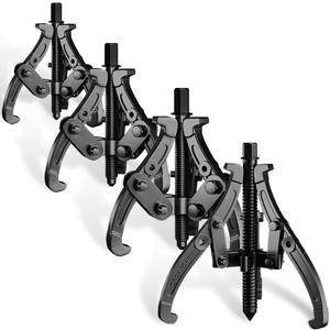 3'' 4'' 6'' 8'' Gear Puller Set, 3 Jaw Bearing Puller with Reversible Jaws, 2 Jaw / 3 Jaw Pulley Puller Tool for Pulley Gear Bearing Flywheel Removal, 4pcs Gear Extractor Tool 1.1t/1.6t/3.0t/4.4t