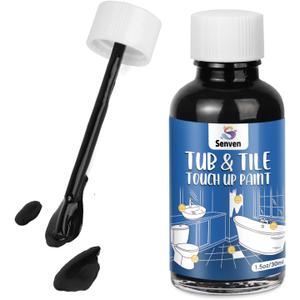 Tub Tile Gloss Black Paint Touch Up Paint Kit for Bathtub Porcelain Repair Scratches Cracks Chips on Porcelain Acrylic Enamel Cast Iron Tiles Sinks Toilets Black (1.5 Fl Oz (Pack of 1))
