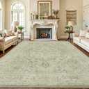 Homemate Washable Rug 8x10 Area Rugs - Vintage Faux Wool Rugs for Living Room Bedroom Dining Room - Non Slip Foldable Carpet Indoor Area Rug for Home Decor8'x10', Green