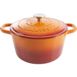 Crock-Pot Artisan Round Enameled Cast Iron Dutch Oven, 5-Quart, Sunset Orange