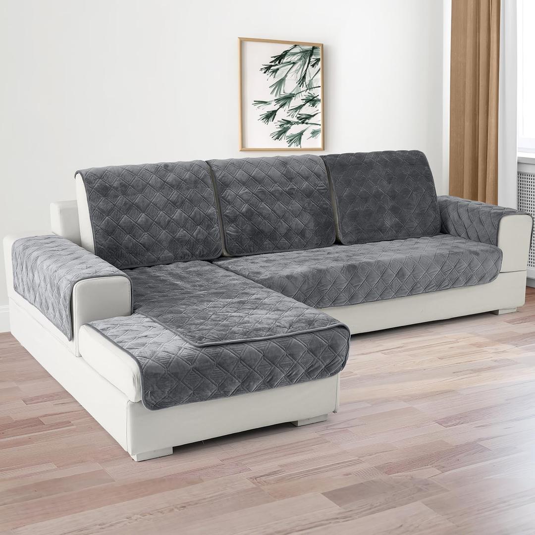 Deep Dream Couch Cover, Sectional Couch Covers, Sofa Covers for 3 Cushion Couch, Couch Cover for Dogs Pets Kids Recliner Loveseat L Shaped, AntiSlip Sofa Covers 28 x 70 Inch  Dark Grey (Only 1 piece)