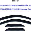 Tape On Window Visors Rain Guards for 2007-2013 Chevrolet Silverado & GMC Sierra 1500/2500HD/3500HD Extended Cab,Side Window Deflectors Vent Visors,Easy Install,Car Accessories for Weather Protection