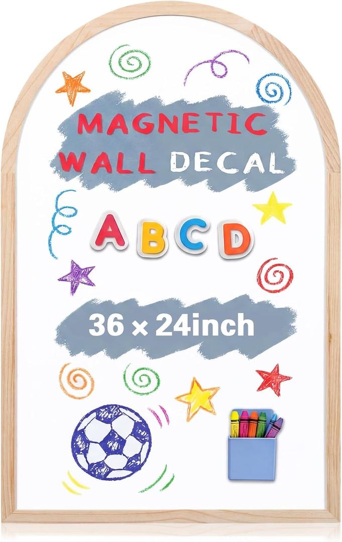 Lincia Dry Erase Board, 36" x 24" Magnetic Erasable Whiteboard, Arched Large Semi-Circular Whiteboard, Gold Rustic Wood Frame, Bohemian Style Design for Home, Classroom, Office, School