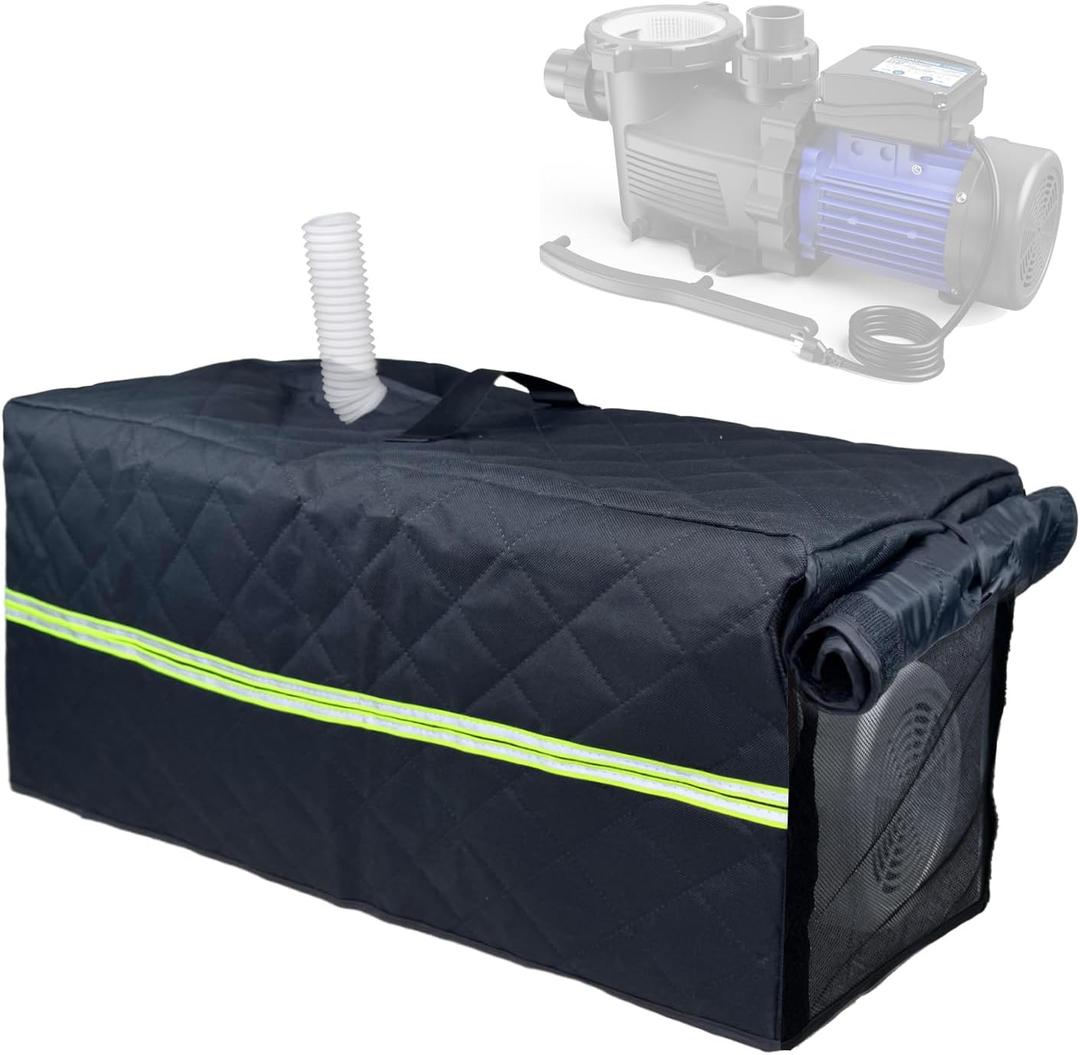 Pool Pump Covers for Outside Units 24"x11"x11" with Glow in Dark Stripe & Rolling Closure - 3-Layered Freeze Protection for Pumps & Motors