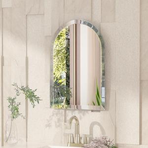 VocalStar Frameless Arch Mirror, 16" x 24" Bathroom Wall Mirror with Beveled Edge, Modern Decorative Vanity Mirrored for Living Room, Entryway, Bedroom | 1/4-Inch Shatterproof Glass