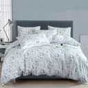 Jane yre Floral King Duvet Cover Brushed Microfiber 3 Pieces Floral Bedding Set King Garden Style Blue Floral Pattern Flower Duvet Cover King with Zipper Closure Luxury Soft Breathable Comfy