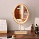 Tstarer Desk Makeup Mirror with Solid Wood,Elliptical Vanity Table Mirror for Living Room Bedroom (7.5 W x 13.5 H) (Natural Wood)