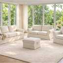 Heavy Duty Polyester Sofa Cover Only Replacement Compatible with IKEA Ektorp 3 Seat Sofa, Loveseat, Armchair, Sectional Corner, Chaise or Footstool Ektorp Slipcover (Beige Polyester 2)