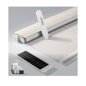 Smart Motorized Blinds with Remote, No Drill Cordless Roller Shades, Equip Solar Panels, 100% Blackout, Compatible with Alexa, Google, Smart Blinds Beige 34 x 72