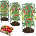 3 Pack Tomato Cages,Square Tomato Plant Stakes Support Cages Trellis for Garden Climbing Vegetables Flowers Fruits,Extra Bold (green)