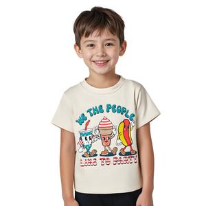 Canis Toddler Boys Girls 4th of July T-Shirt We The People Like to Party Independence Memorial Day Short Sleeve Shirt (1-2T,Beige Party) (Beige)