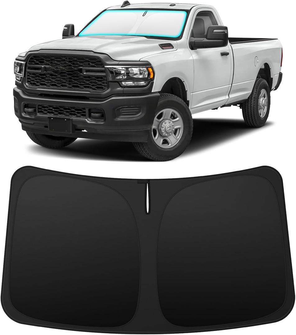 INSAUTO Foldable Windshield Sun Shade for Dodge RAM 2500 3500 2010-2025, Heat & UV Protection Car Sunshade with Storage Bag, Keep Interior Cool & Easy Installation