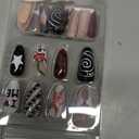 30Pcs Leopard French Tip Press on Nails Medium Almond Fake Nails Zebra Stripes False Nails Red Heart Star Artificial Glue on Nails Glossy Full Cover Y2K Stars Cherry Acrylic Stick on Nail for Women