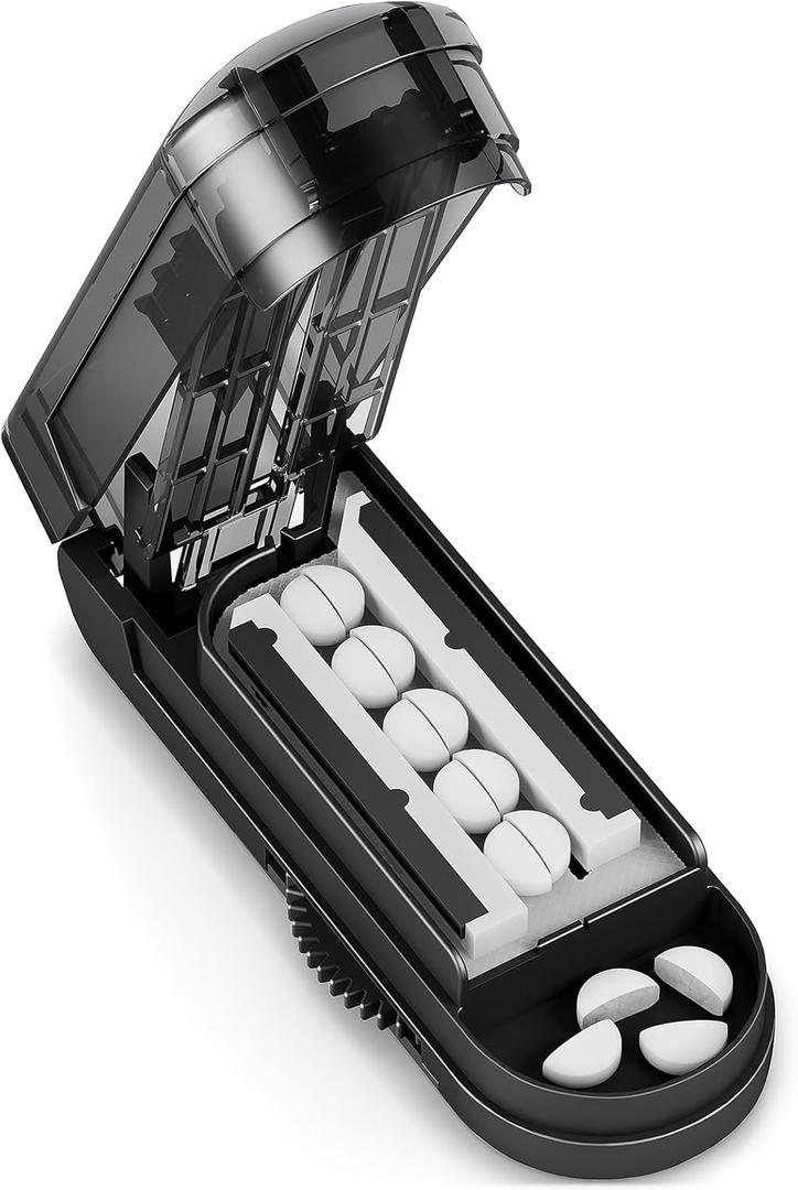 DEPAD Pill Cutter Splitter for Cutting Multiple Pills, Adjustable Pill Cutter Splitter for Small and Tiny Pills with Accurate Alignment, for Small or Large Tablets with Sharp Safe Blade (Black)