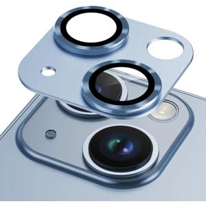 Korecase for iPhone 14 & iPhone 14 Plus Camera Lens Protector, Anti Scratch HD Tempered Glass Camera Screen Protector Cover,Aluminum Alloy Whole Lens Film -Blue