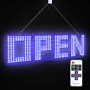 LED Open Sign 15"x 5" Flashing Blue Open LED Sign for Business with Remote, Small Open Signs for Cafs, Bakery, Barbershops, Boutiques, Bookstores