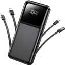 Portable Charger Power Bank with Built in Cable 20000mAh | 22.5W USB C Fast Charging Battery Pack for iPhone Android, Slim, LED Display,5 Outputs & 3 Inputs,Travel Essentials